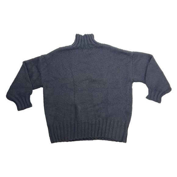 Lisa Says Gah Cece Turtleneck Sweater Size M/L Black Ink Bow Knit Oversized Cozy - Picture 10 of 14